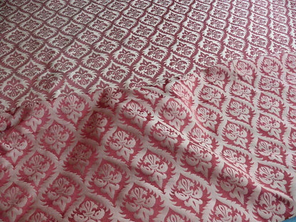 Kravet Red &amp; Gold Small Medallion Crest Silk Damask Reversible MSRP USD 159/Y