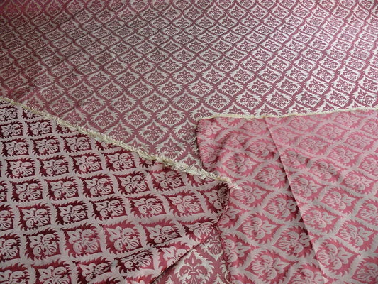 Kravet Red &amp; Gold Small Medallion Crest Silk Damask Reversible MSRP USD 159/Y