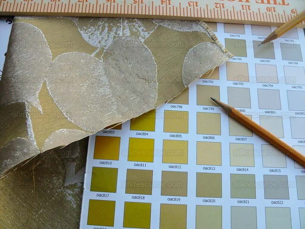 Lee Jofa Mulberry Home Lime Leaves Gold Silk Brocade MSRP USD 290/Y