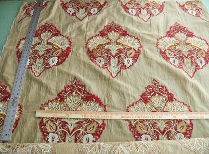 Lee Jofa Alexandria Silk Linen Embroidery Velvet Applique Museum Quality Red Gold Copper MSRP$560/y