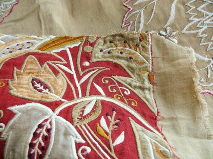 Lee Jofa Alexandria Silk Linen Embroidery Velvet Applique Museum Quality Red Gold Copper MSRP$560/y
