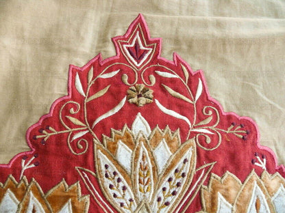 Lee Jofa Alexandria Silk Linen Embroidery Velvet Applique Museum Quality Red Gold Copper MSRP$560/y