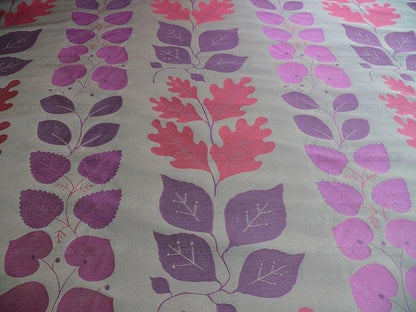 By Yd Lee Jofa Mulberry Home Woodland Red Brown Silk Lampas Foliage forest Birch Oak Elm William Morris MSRP USD 288/y