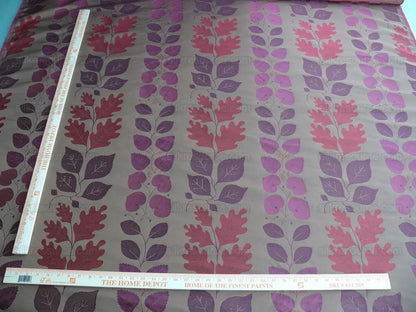 Lee Jofa WOODLAND RED BROWN SILK BROCADE FOLIAGE MSRP$288