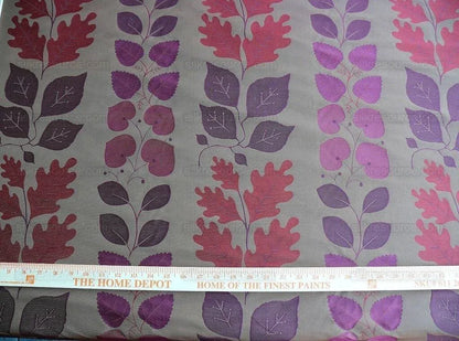 By Yd Lee Jofa Mulberry Home Woodland Red Brown Silk Lampas Foliage forest Birch Oak Elm William Morris MSRP USD 288/y