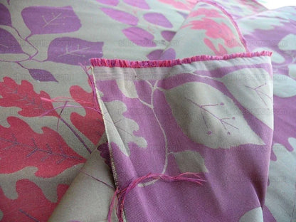 By Yd Lee Jofa Mulberry Home Woodland Red Brown Silk Lampas Foliage forest Birch Oak Elm William Morris MSRP USD 288/y