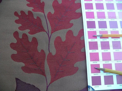 By Yd Lee Jofa Mulberry Home Woodland Red Brown Silk Lampas Foliage forest Birch Oak Elm William Morris MSRP USD 288/y