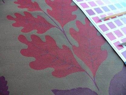 By Yd Lee Jofa Mulberry Home Woodland Red Brown Silk Lampas Foliage forest Birch Oak Elm William Morris MSRP USD 288/y