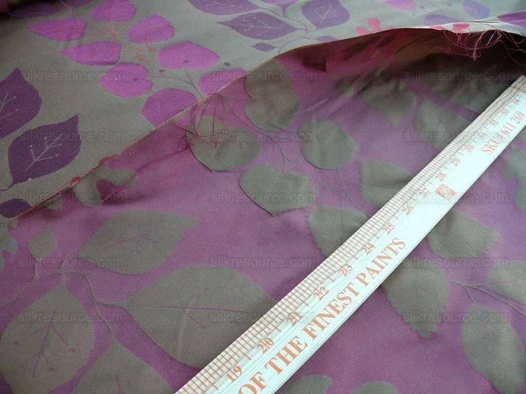 By Yd Lee Jofa Mulberry Home Woodland Red Brown Silk Lampas Foliage forest Birch Oak Elm William Morris MSRP USD 288/y