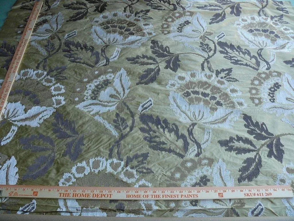 Lee Jofa Oriana Silk Gold Large Poppy Flower Embroidery Art Nouveau MSRP USD 296/y