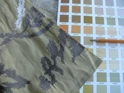 Lee Jofa Oriana Silk Gold Large Poppy Flower Embroidery Art Nouveau MSRP USD 296/y