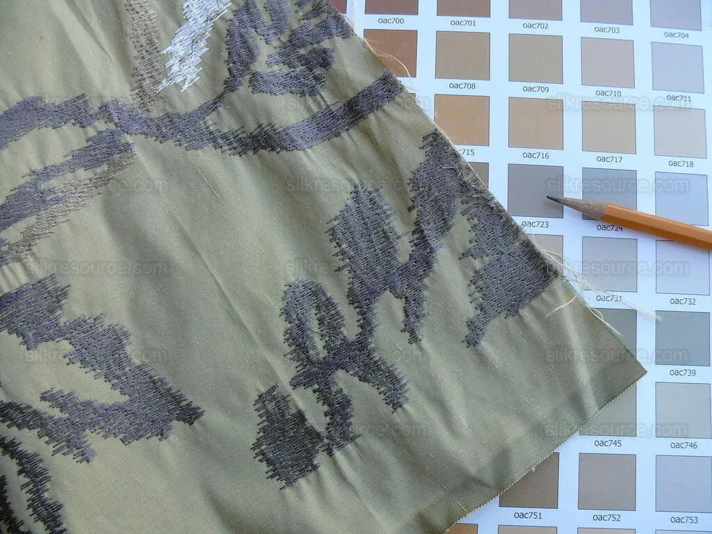 Lee Jofa Oriana Silk Gold Large Poppy Flower Embroidery Art Nouveau MSRP USD 296/y