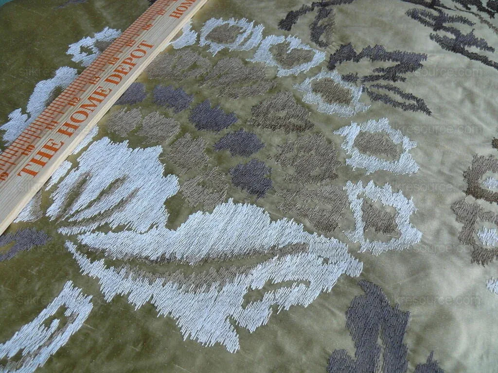 Lee Jofa Oriana Silk Gold Large Poppy Flower Embroidery Art Nouveau MSRP USD 296/y