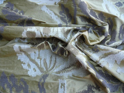 Lee Jofa Oriana Silk Gold Large Poppy Flower Embroidery Art Nouveau MSRP USD 296/y