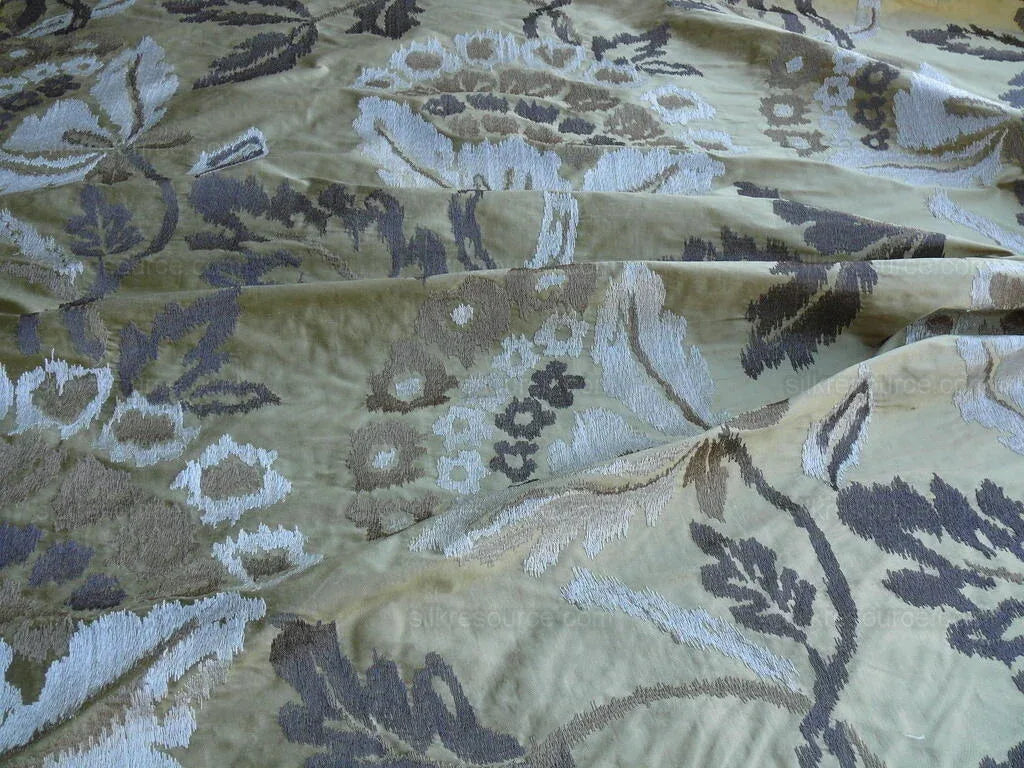 Lee Jofa Oriana Silk Gold Large Poppy Flower Embroidery Art Nouveau MSRP USD 296/y