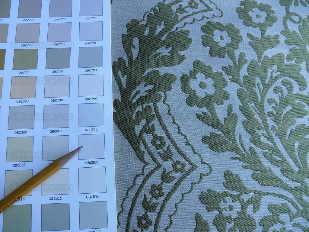 by yard Lee Jofa Mulberry Home Staveley Damask Ruby Olive Green Red White Floral Stripe MSRP USD 196/y