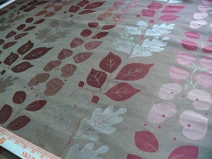 By Yd Lee Jofa Mulberry Home Woodland Copper Brown Red White Silk Lampas Foliage forest Birch Oak Elm William Morris MSRP USD 288/y