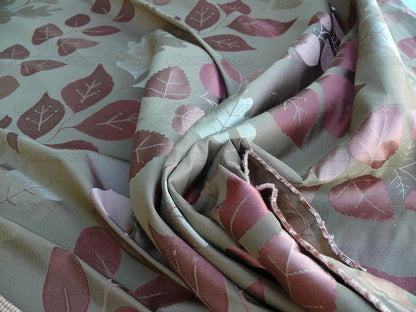 By Yd Lee Jofa Mulberry Home Woodland Copper Brown Red White Silk Lampas Foliage forest Birch Oak Elm William Morris MSRP USD 288/y