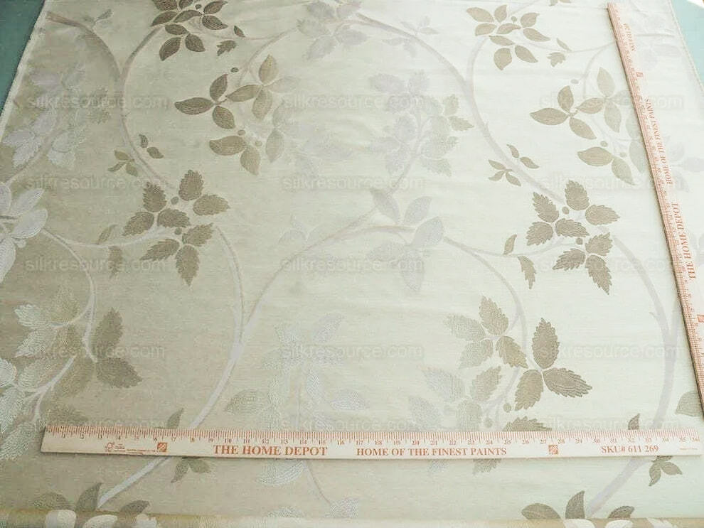 Lee Jofa Mulberry Home Enchanted Vine Soft Gold Pale Green Silk Lampas MSRP USD 296/y