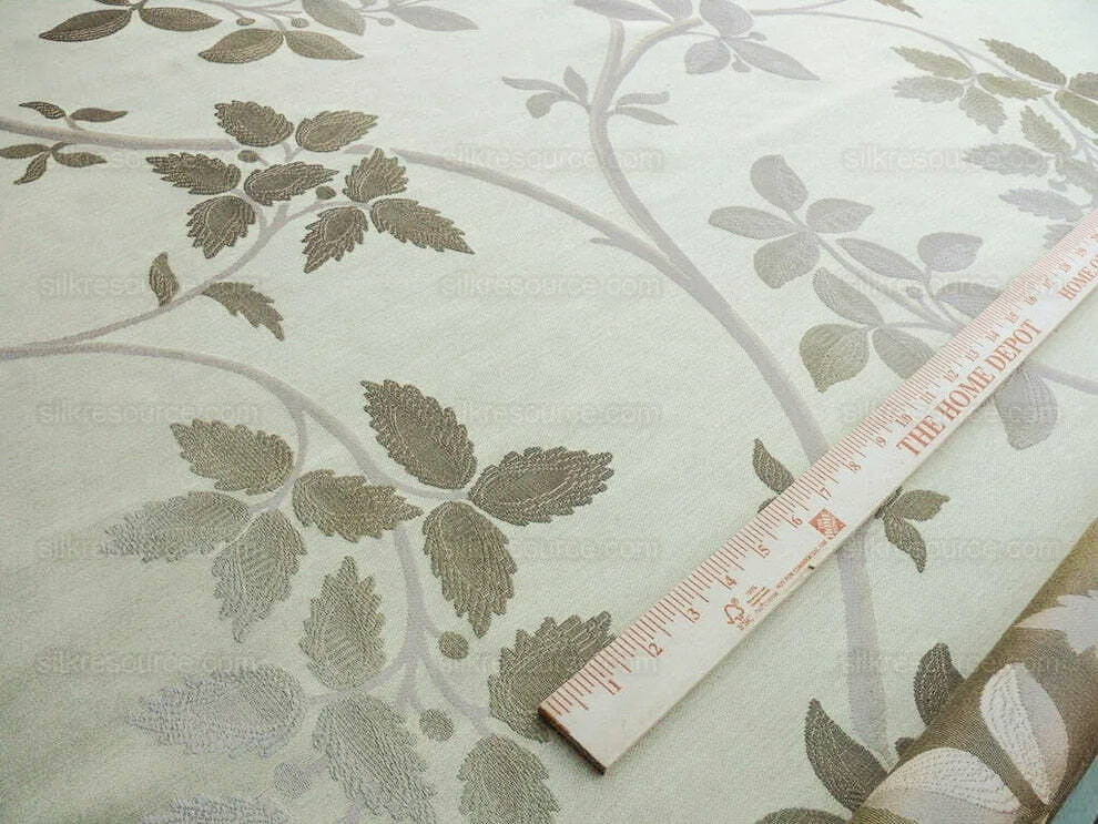 Lee Jofa Mulberry Home Enchanted Vine Soft Gold Pale Green Silk Lampas MSRP USD 296/y