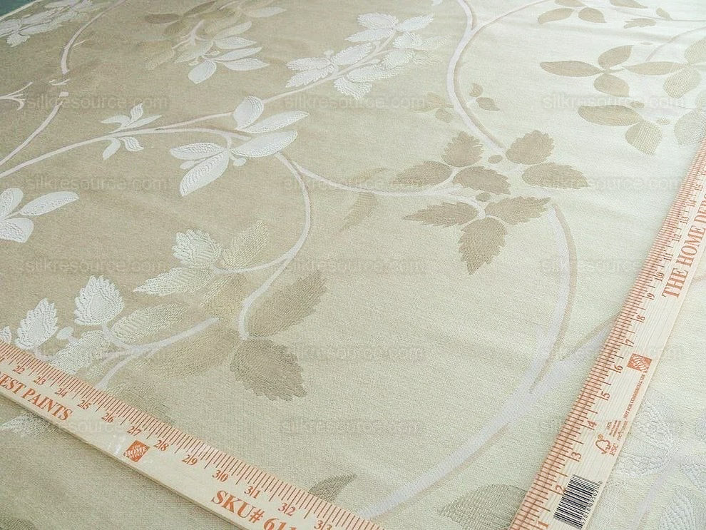 Lee Jofa Mulberry Home Enchanted Vine Soft Gold Pale Green Silk Lampas MSRP USD 296/y