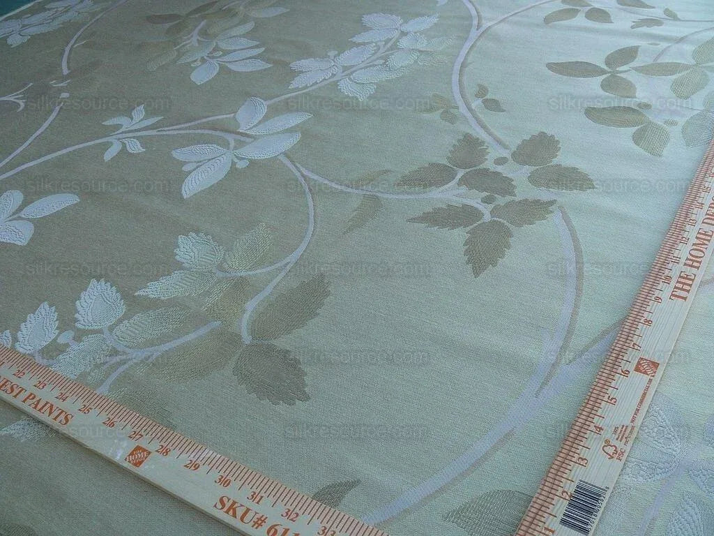 Lee Jofa Mulberry Home Enchanted Vine Soft Gold Pale Green Silk Lampas MSRP USD 296/y