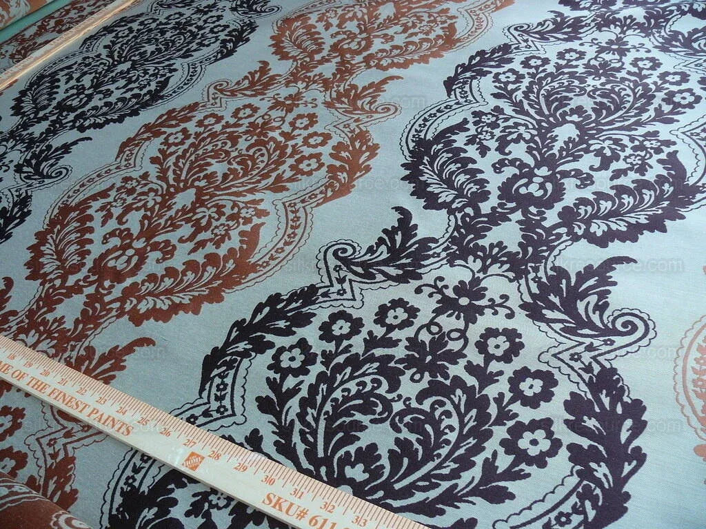 Lee Jofa Mulberry Home Staveley Damask Paprika Damson Orange Deepest Purple Plum MSRP USD 196/y