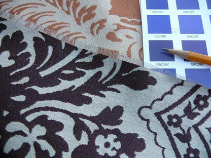 Lee Jofa Mulberry Home Staveley Damask Paprika Damson Orange Deepest Purple Plum MSRP USD 196/y