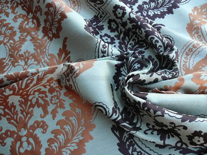 Lee Jofa Mulberry Home Staveley Damask Paprika Damson Orange Deepest Purple Plum MSRP USD 196/y