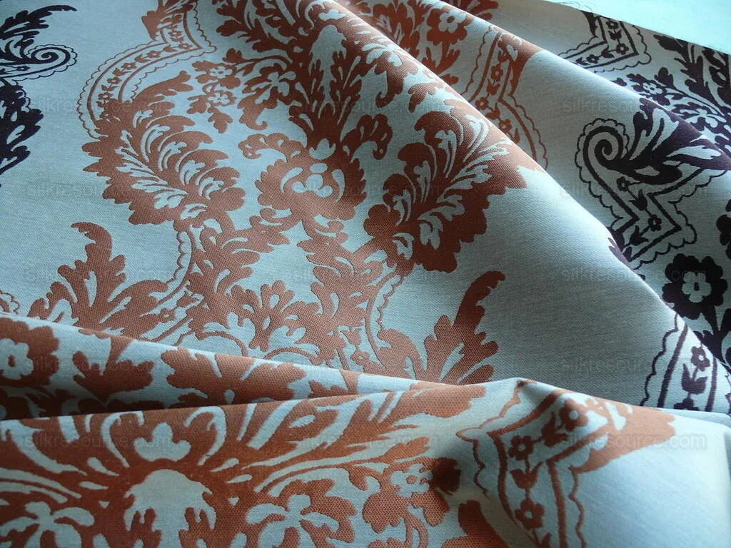 Lee Jofa Mulberry Home Staveley Damask Paprika Damson Orange Deepest Purple Plum MSRP USD 196/y