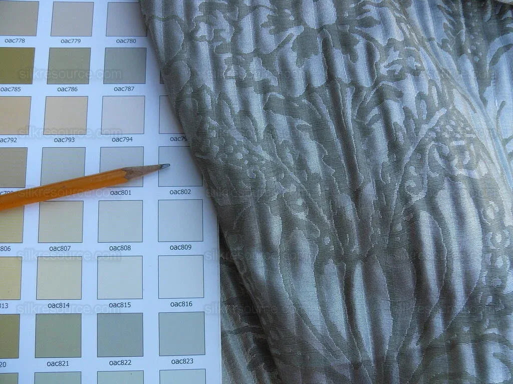 By yard Lee Jofa Mulberry Home Pleated Damask Pewter Silver Blue Floral Wide Stripe Silk MSRP USD 298/Y