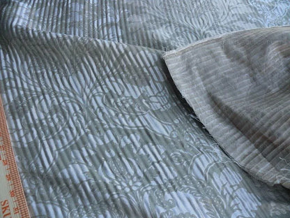 By yard Lee Jofa Mulberry Home Pleated Damask Pewter Silver Blue Floral Wide Stripe Silk MSRP USD 298/Y