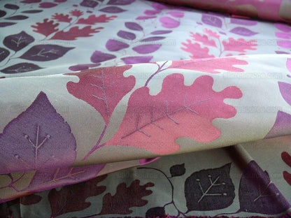 By Yd Lee Jofa Mulberry Home Woodland Red Brown Silk Lampas Foliage forest Birch Oak Elm William Morris MSRP USD 288/y