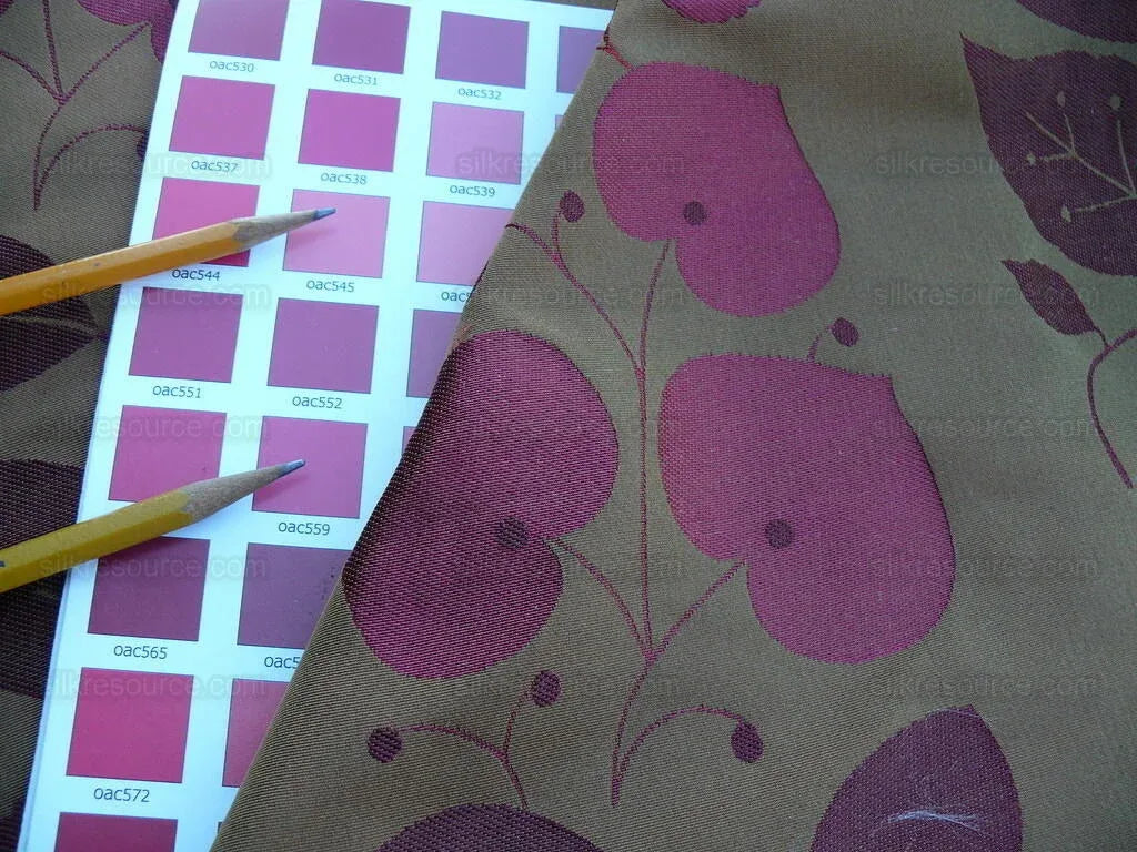 By Yd Lee Jofa Mulberry Home Woodland Red Brown Silk Lampas Foliage forest Birch Oak Elm William Morris MSRP USD 288/y