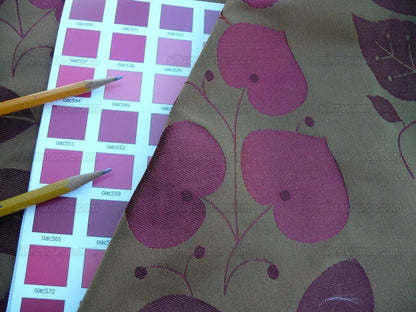 By Yd Lee Jofa Mulberry Home Woodland Red Brown Silk Lampas Foliage forest Birch Oak Elm William Morris MSRP USD 288/y