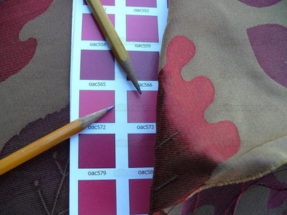 By Yd Lee Jofa Mulberry Home Woodland Red Brown Silk Lampas Foliage forest Birch Oak Elm William Morris MSRP USD 288/y