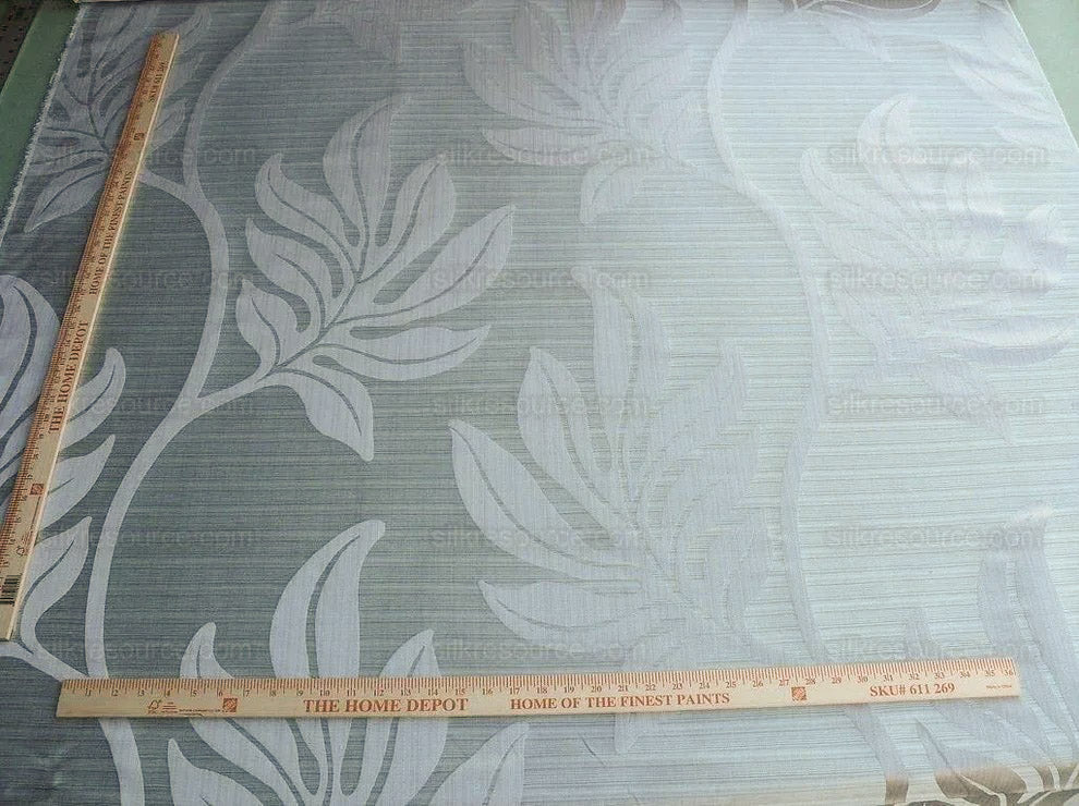 Lee Jofa Leave Strie Seafoam Green Monstera Foliage Tropical Rain Forest Silk MSRP USD 328/Y