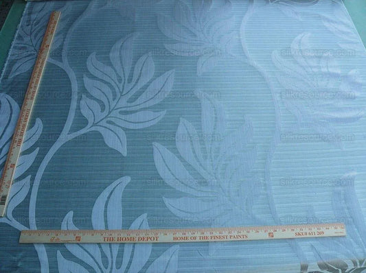 Lee Jofa Leave Strie Aqua Blue Monstera Foliage Tropical Rain Forest Silk MSRP USD 328/Y