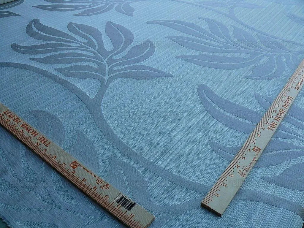 Lee Jofa Leave Strie Aqua Blue Monstera Foliage Tropical Rain Forest Silk MSRP USD 328/Y