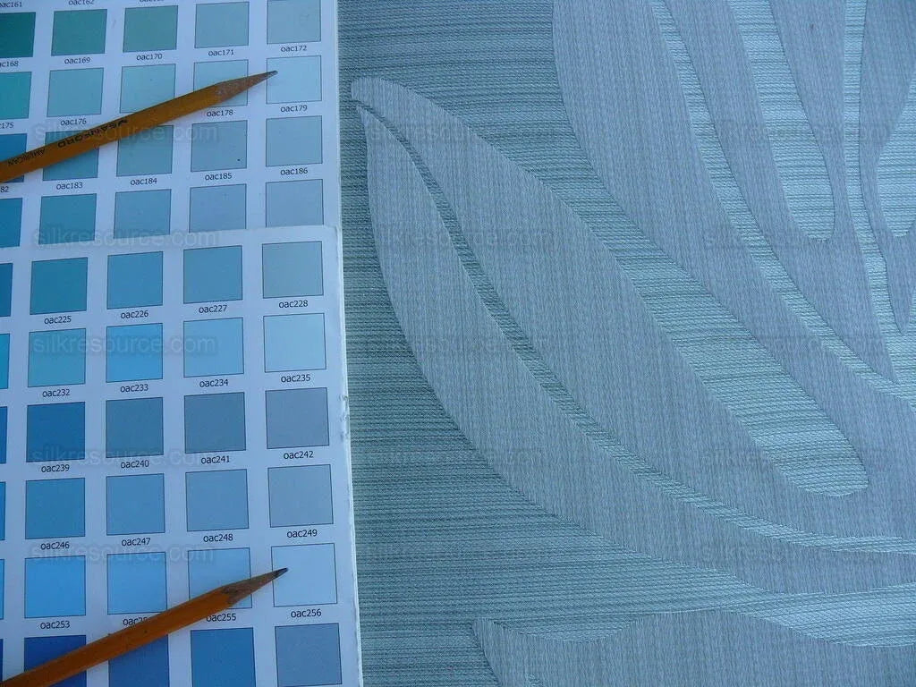 Lee Jofa Leave Strie Aqua Blue Monstera Foliage Tropical Rain Forest Silk MSRP USD 328/Y