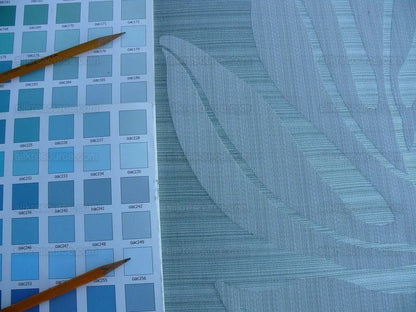 Lee Jofa Leave Strie Aqua Blue Monstera Foliage Tropical Rain Forest Silk MSRP USD 328/Y