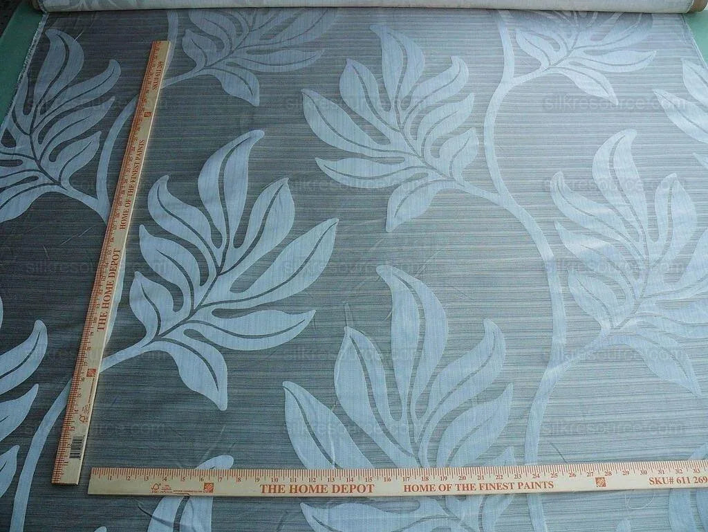 Lee Jofa Leave Strie Grey Monstera Foliage Tropical Rain Forest Silk MSRP USD 328/Y!