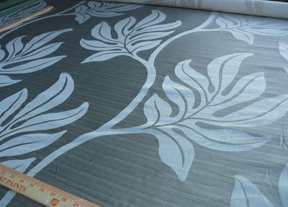 Lee Jofa Leave Strie Grey Monstera Foliage Tropical Rain Forest Silk MSRP USD 328/Y!