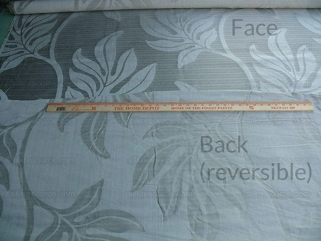 Lee Jofa Leave Strie Grey Monstera Foliage Tropical Rain Forest Silk MSRP USD 328/Y!