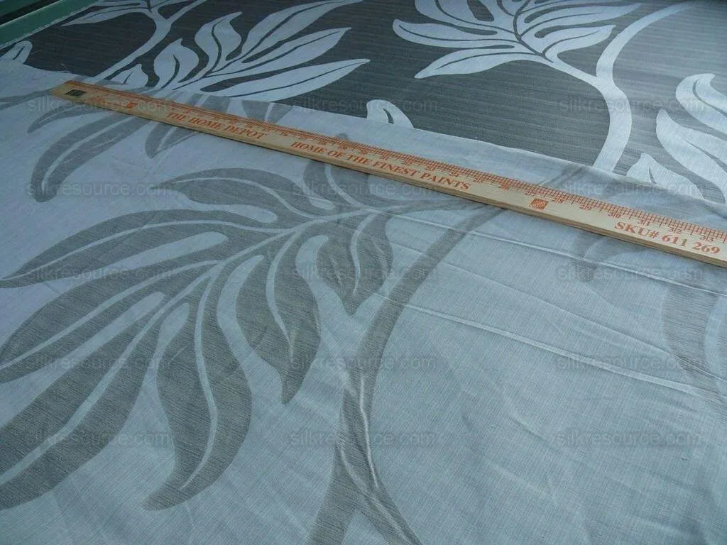 Lee Jofa Leave Strie Grey Monstera Foliage Tropical Rain Forest Silk MSRP USD 328/Y!