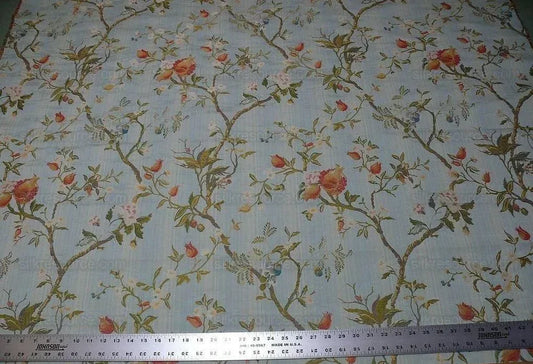 Renaissance Lampas Melograno Pom Fig Rose Tree Of Life On Sky Blue #1634