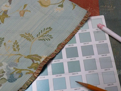 Renaissance Lampas Melograno Pom Fig Rose Tree Of Life On Sky Blue #1634