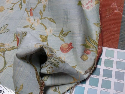 Renaissance Lampas Melograno Pom Fig Rose Tree Of Life On Sky Blue #1634