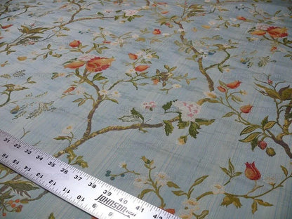 Renaissance Lampas Melograno Pom Fig Rose Tree Of Life On Sky Blue #1634