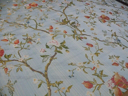 Renaissance Lampas Melograno Pom Fig Rose Tree Of Life On Sky Blue #1634